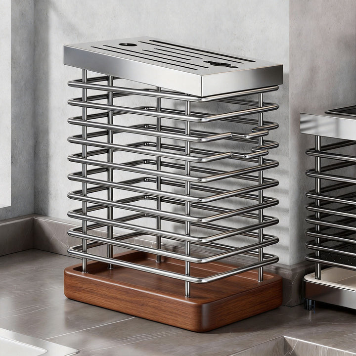 Vertical Slotted Knife and Scissors Holder Countertop Organizer