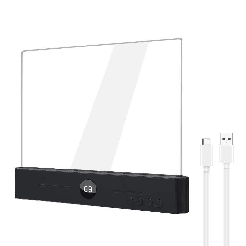 Edge-Lit Acrylic Makeup Mirror Panel with Digital Timer and USB-C Rechargeable LED Base