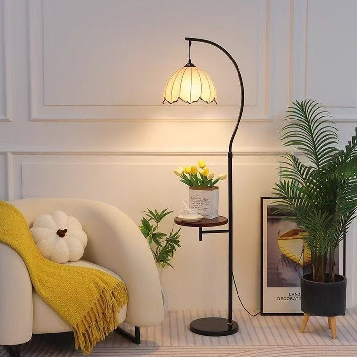 Modern Arc Floor Lamp with Shelf
