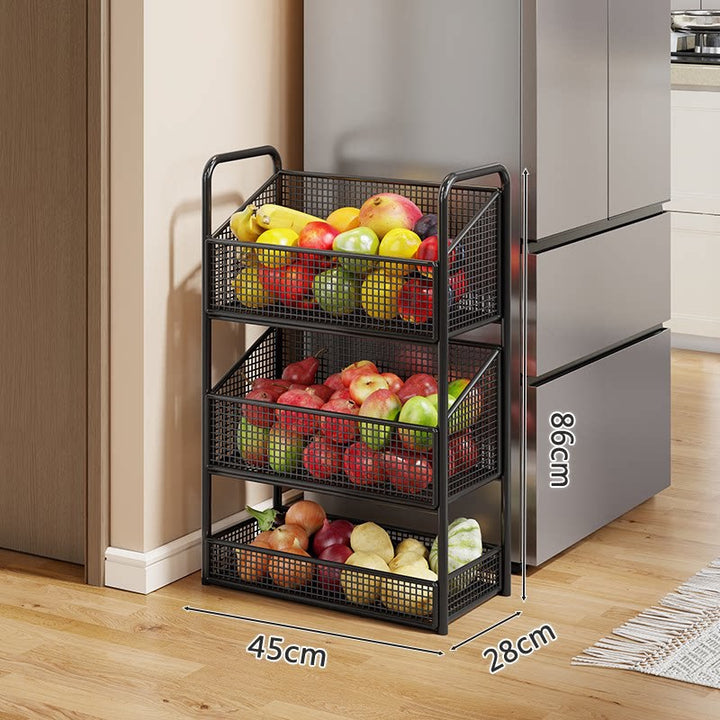 Stackable Five-Tier Metal Mesh Kitchen Pantry Organizer Rack