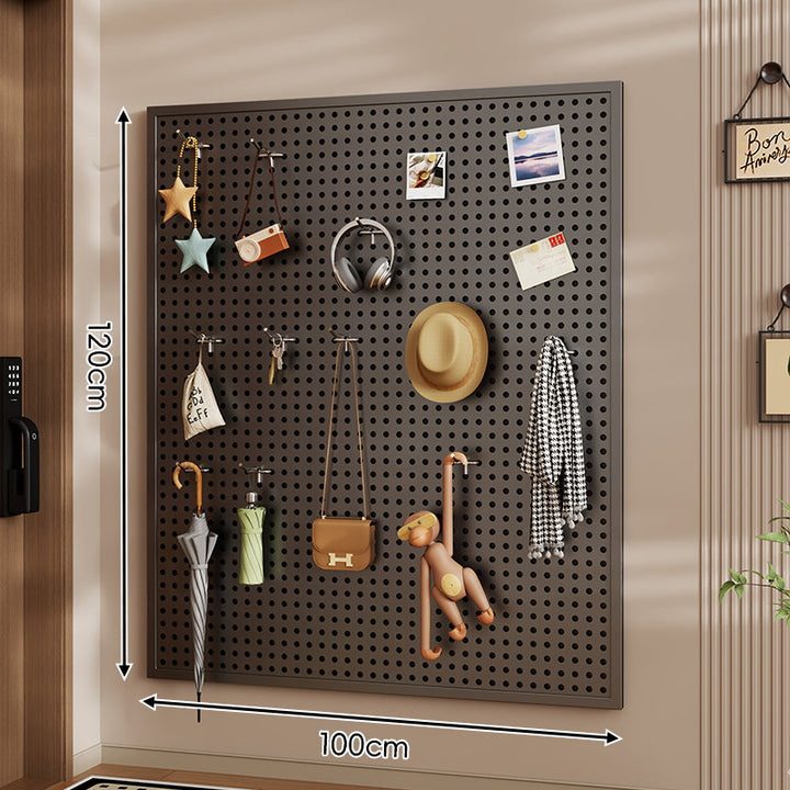 Wall-Mounted Perforated Pegboard Organizer Panel with Metal Frame
