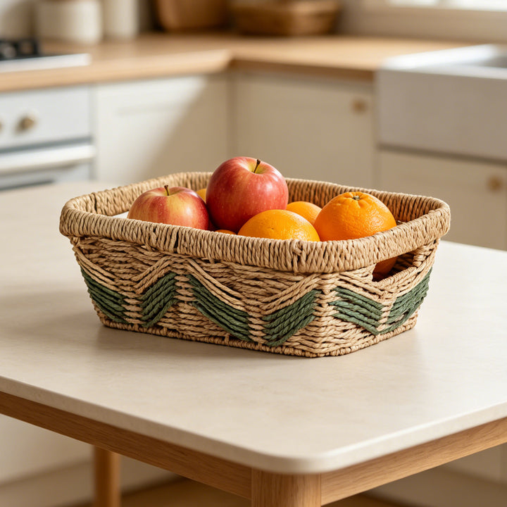 Decorative storage basket with handles