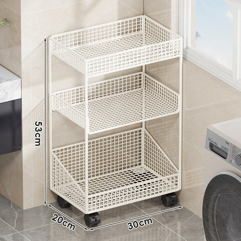 Compact Tiered Metal Mesh Storage Shelf Organizer for Bathroom and Laundry