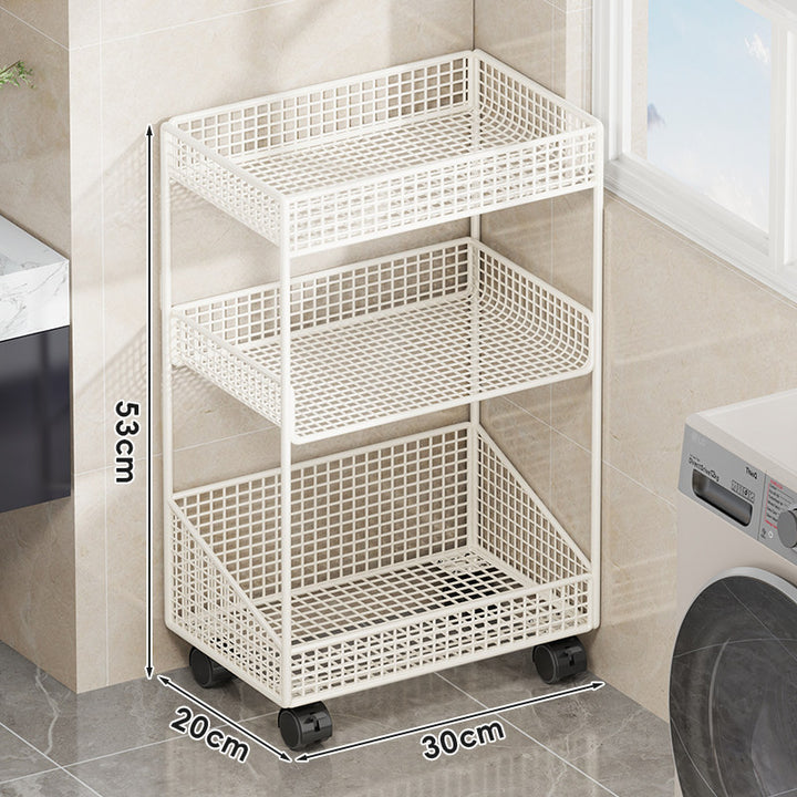 Compact Tiered Metal Mesh Storage Shelf Organizer for Bathroom and Laundry