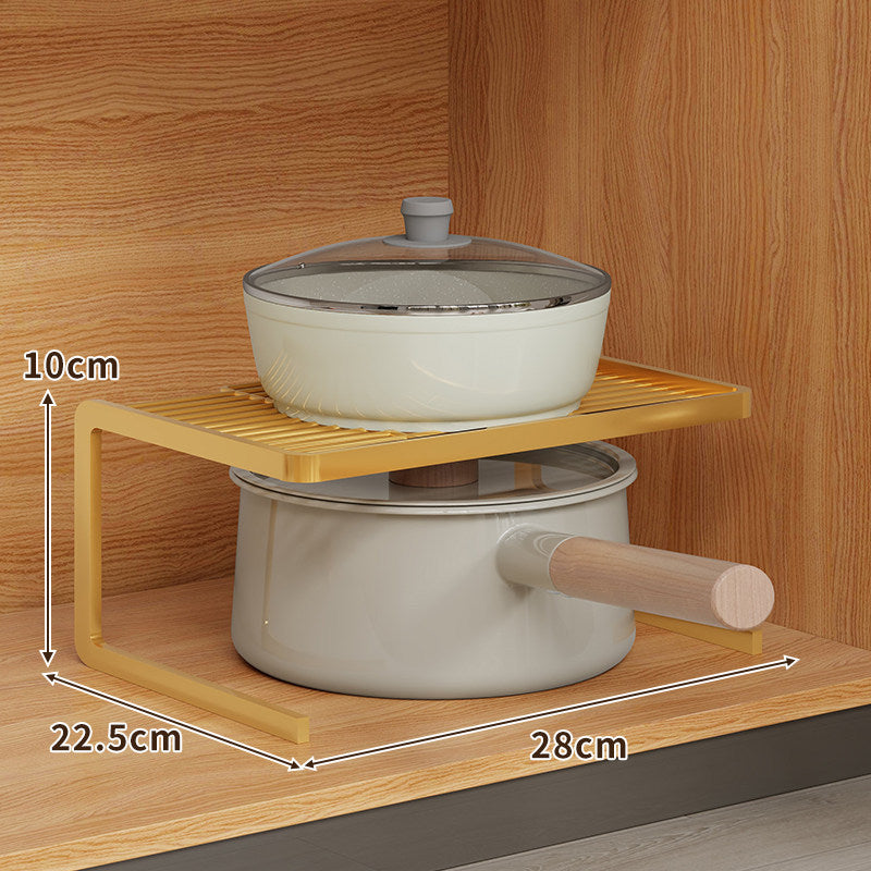 L-Shaped Kitchen Shelf Riser with Slatted Top and Rust-Resistant Metal Frame