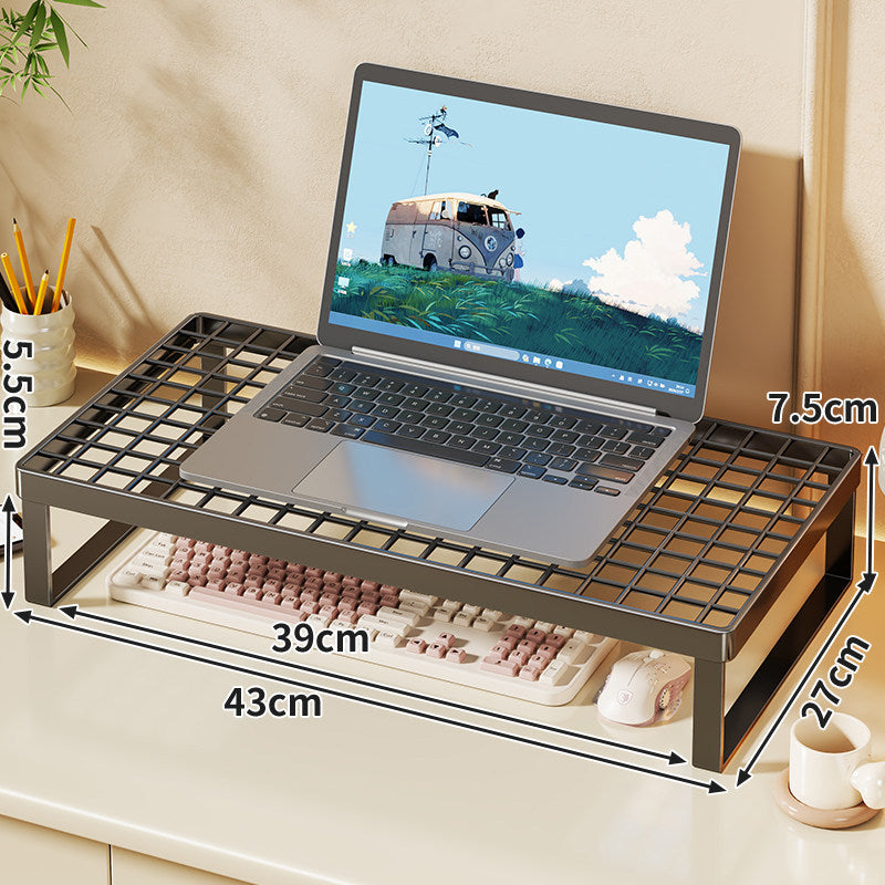 Elevated Mesh Laptop Stand Riser with Under-Keyboard Storage