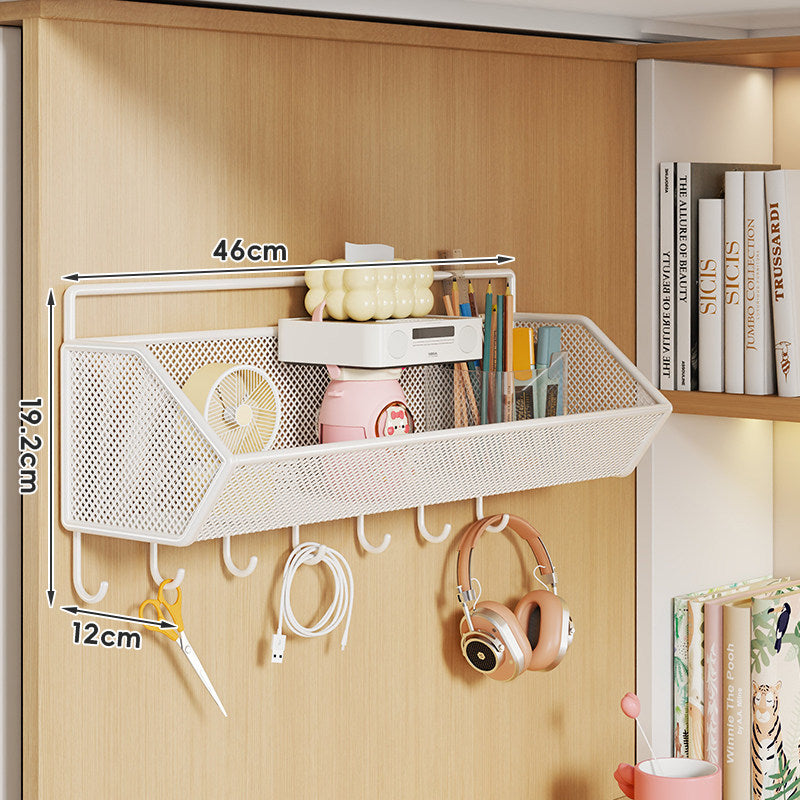 Wall-Mounted Rustproof Metal Mesh Storage Basket with Slim Hanging Rail