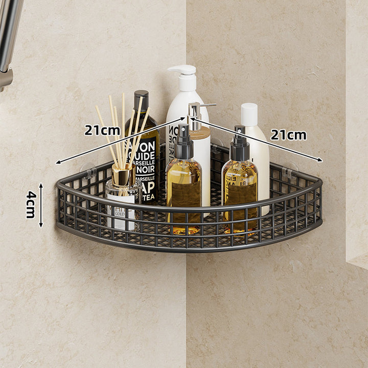Corner Wall-Mounted Mesh Bathroom Shelf Organizer Semi-Circular Rustproof Metal Bottle Caddy