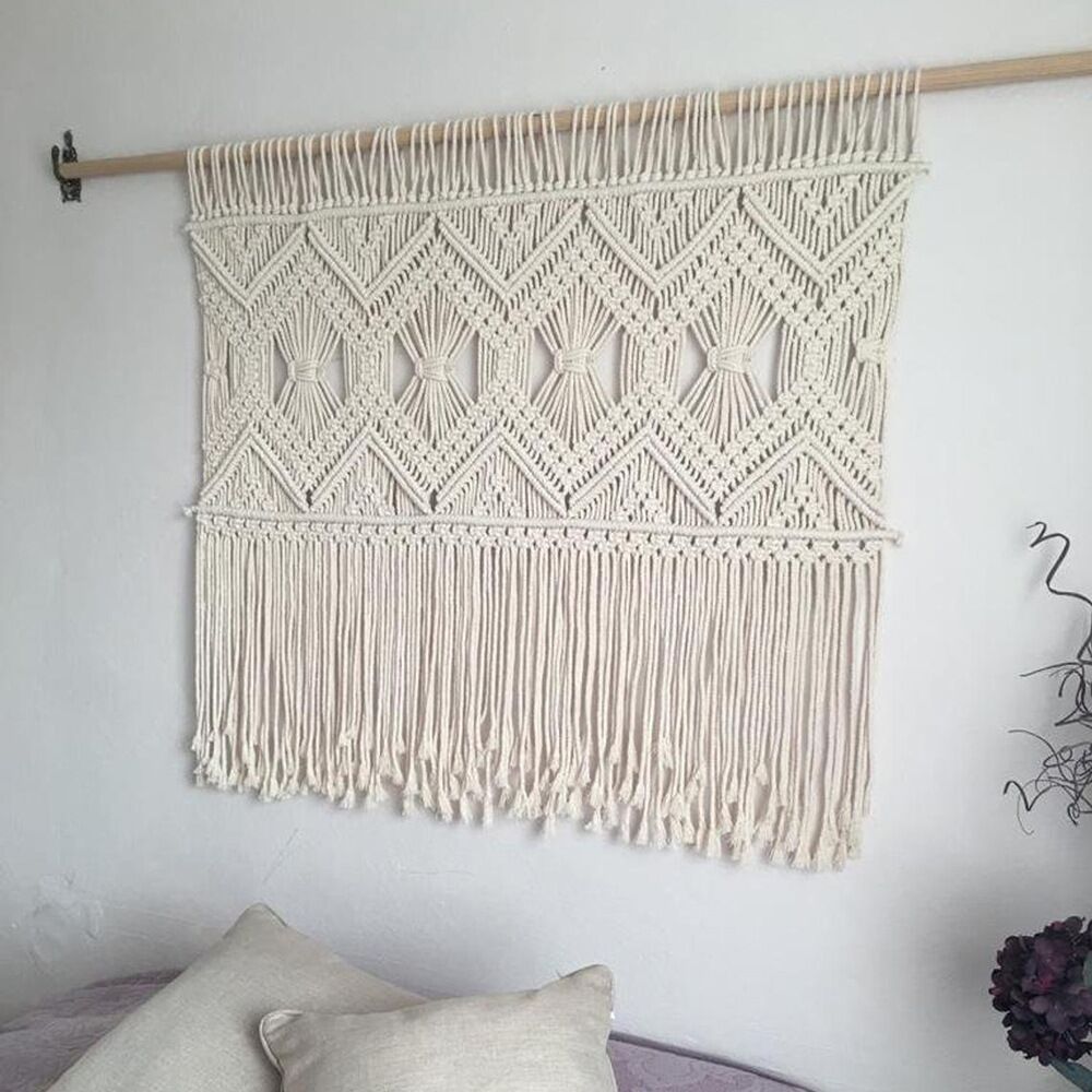 Macrame Wall Tapestry with Elegant Fringe