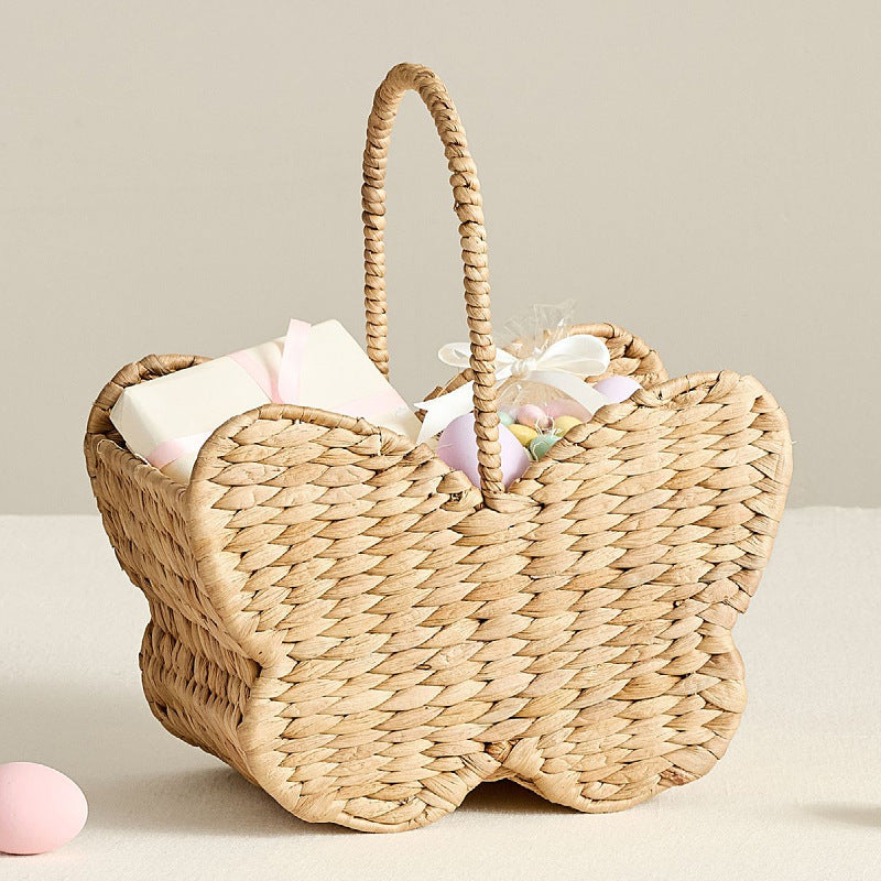 Handcrafted Woven Storage Basket with Carrying Handle