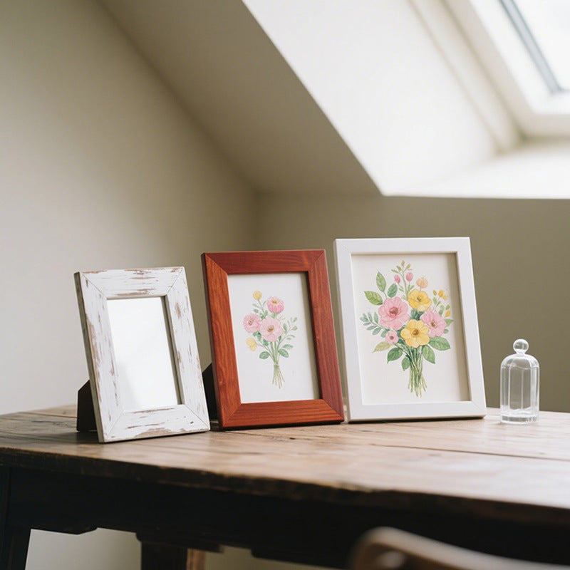 Wooden Floral Illustration Picture Frame