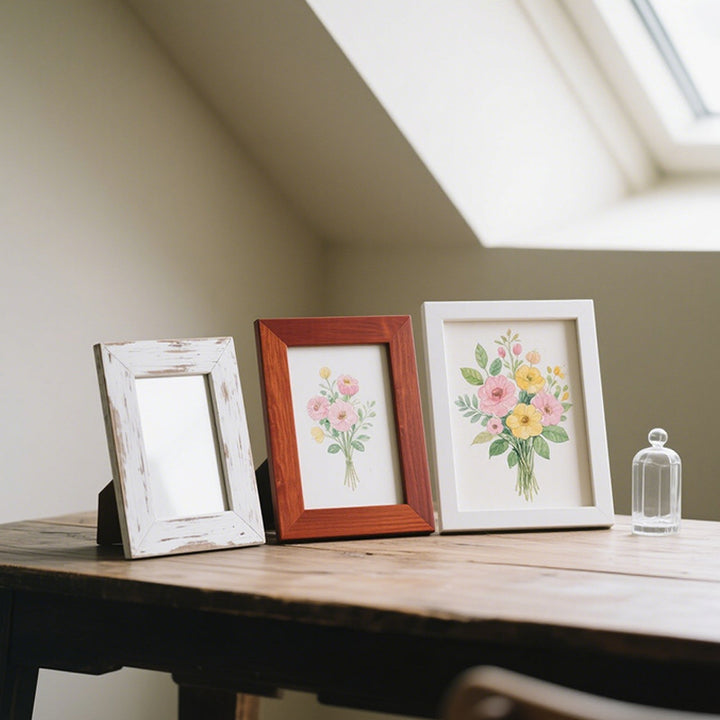 Wooden Floral Illustration Picture Frame