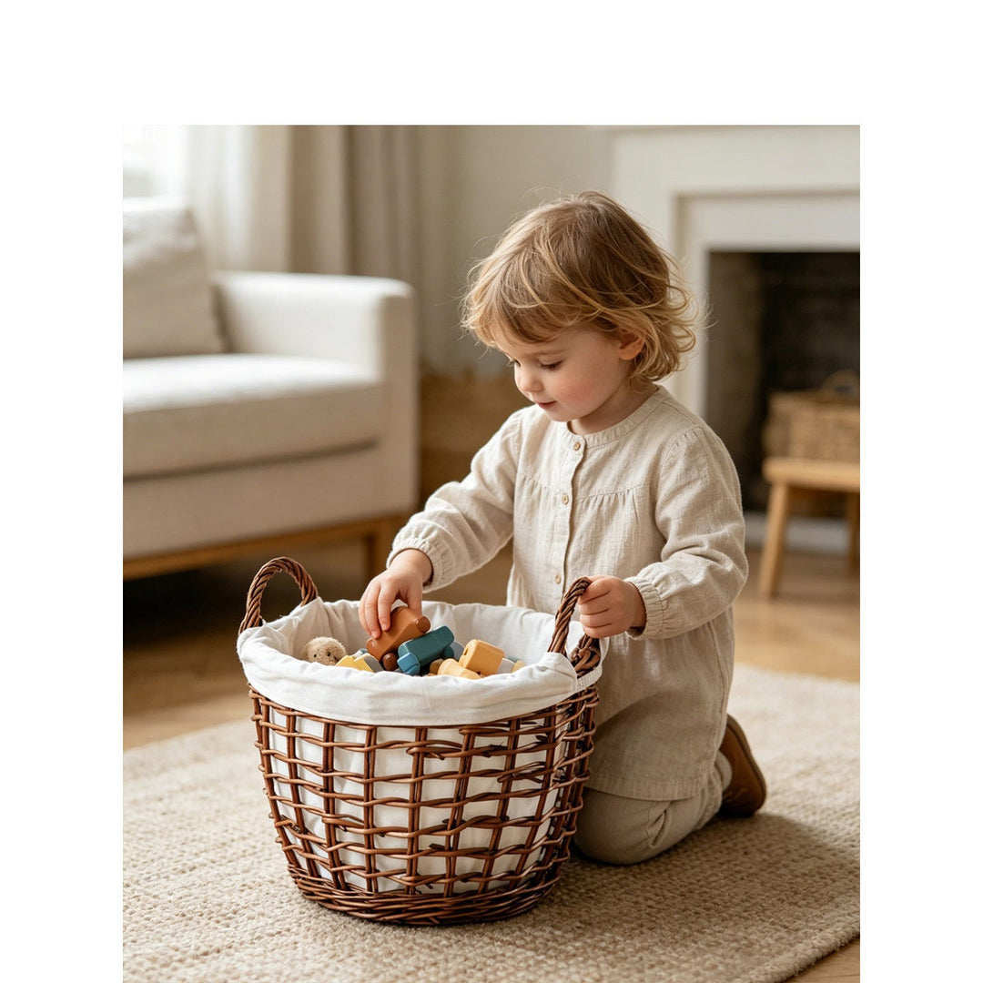 Handcrafted basket with cotton lining
