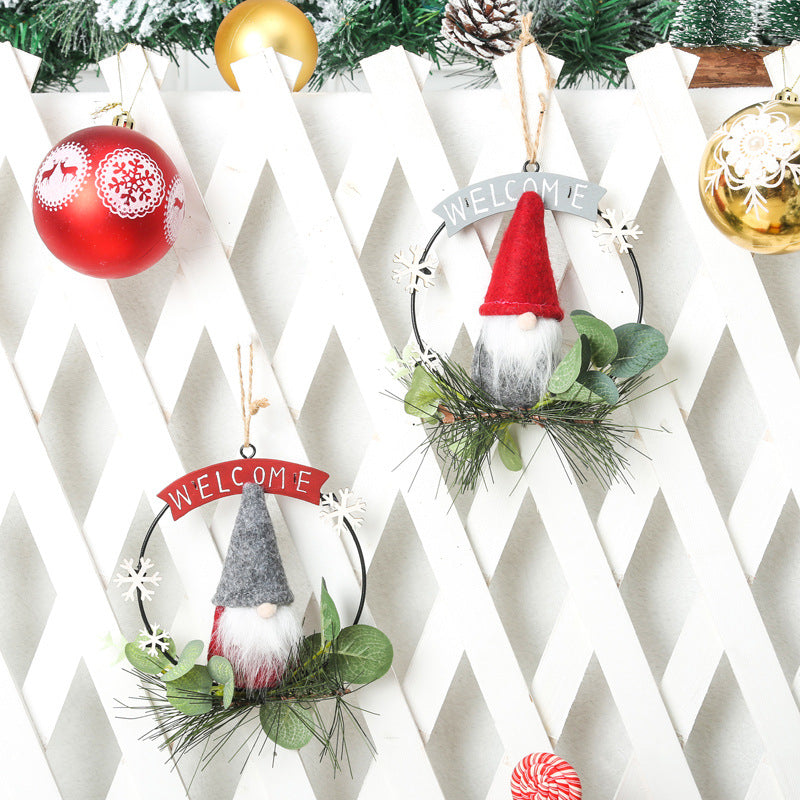 Decorative Christmas wreath with gnome motif