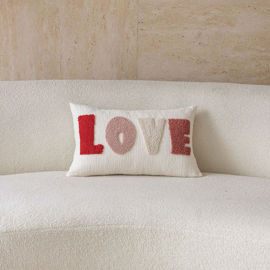 Textured Love Embroidered Throw Pillow
