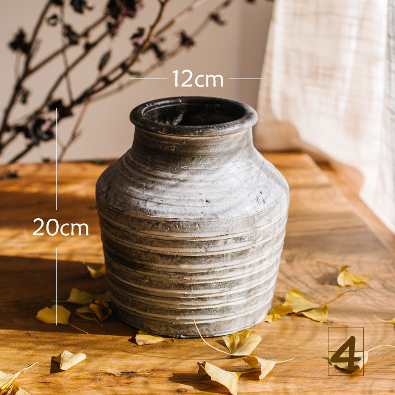 Rustic ceramic pot with handmade design