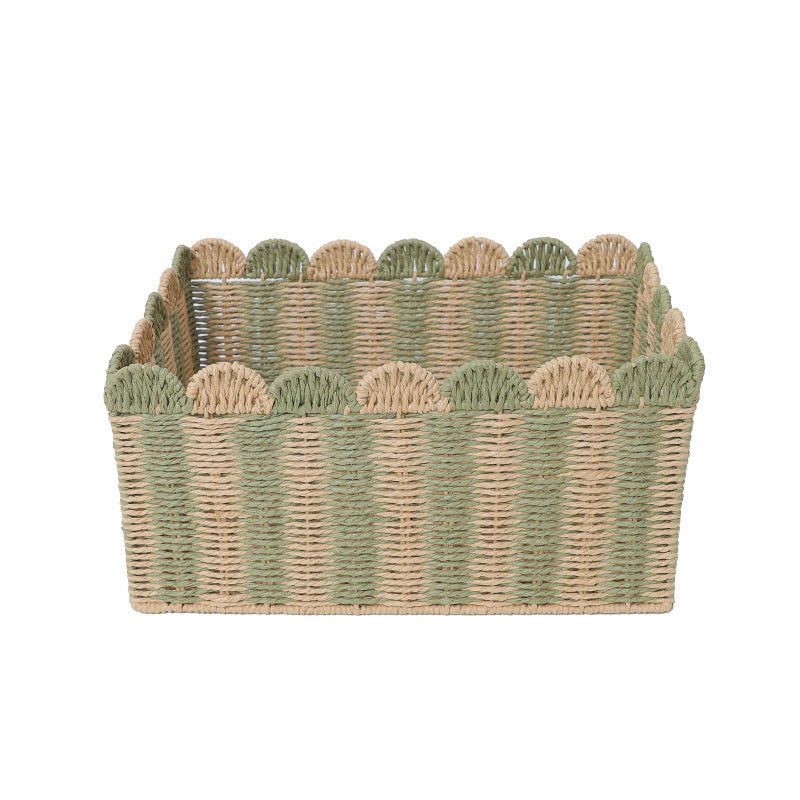 Storage basket with wave rim
