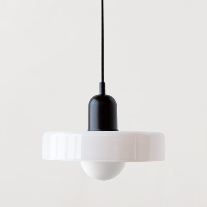 Minimalistic ceramic pendant lamp with layered bell shade