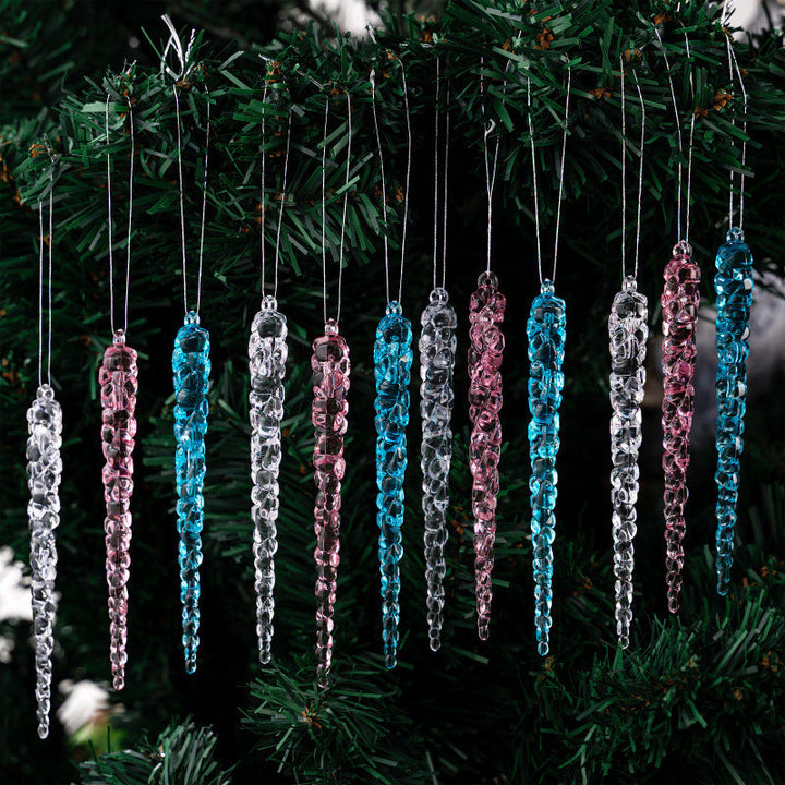 Decorative Christmas tree hangers in icicle shape