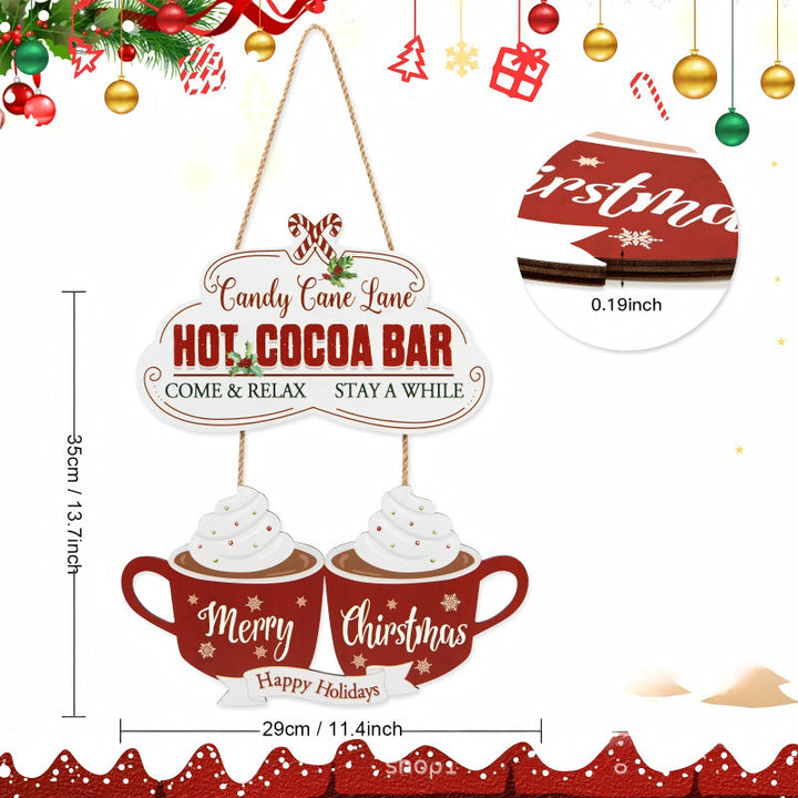 Decorative wooden sign with winter motifs