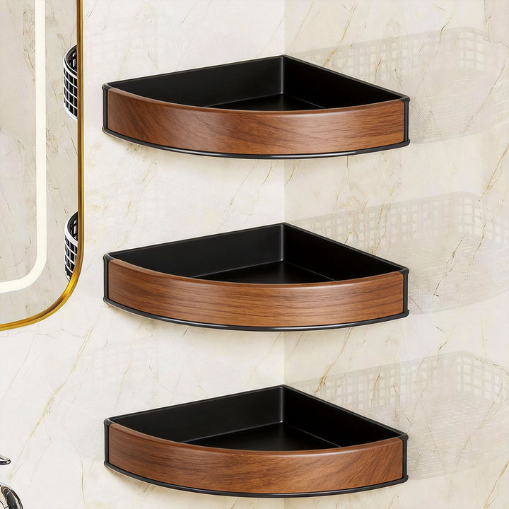 Corner Wall-Mounted Mesh Bathroom Shelf Organizer Semi-Circular Rustproof Metal Bottle Caddy
