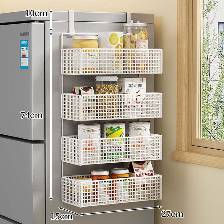 Over-Door Two Tier Metal Mesh Hanging Kitchen Storage Basket Organizer with Hooks