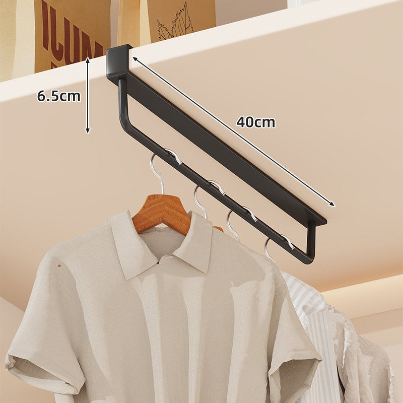 Under-Shelf Slide-Out Multi-Hook Garment Hanging Rail