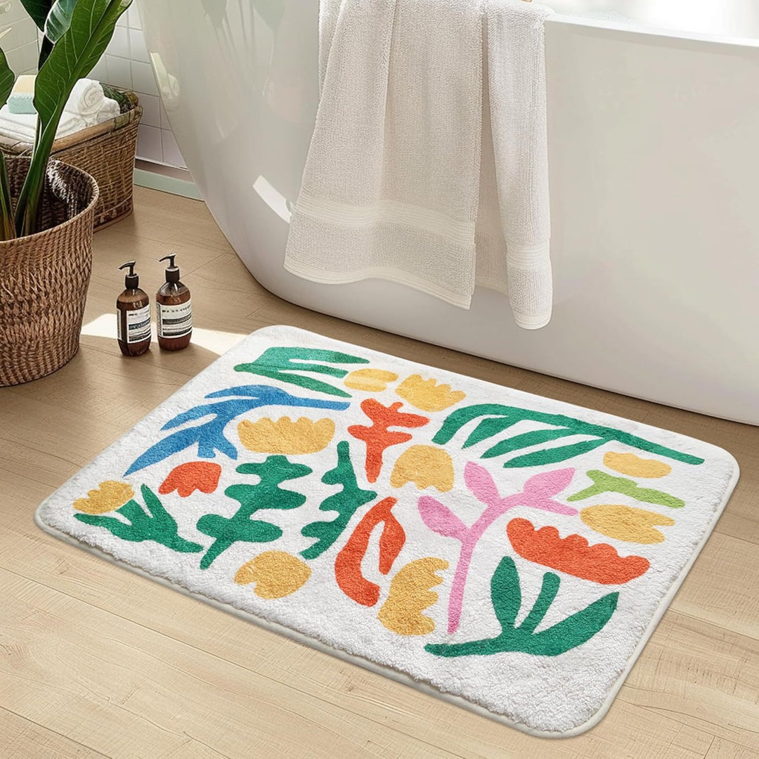 Luxurious Floral Design Bath Mat