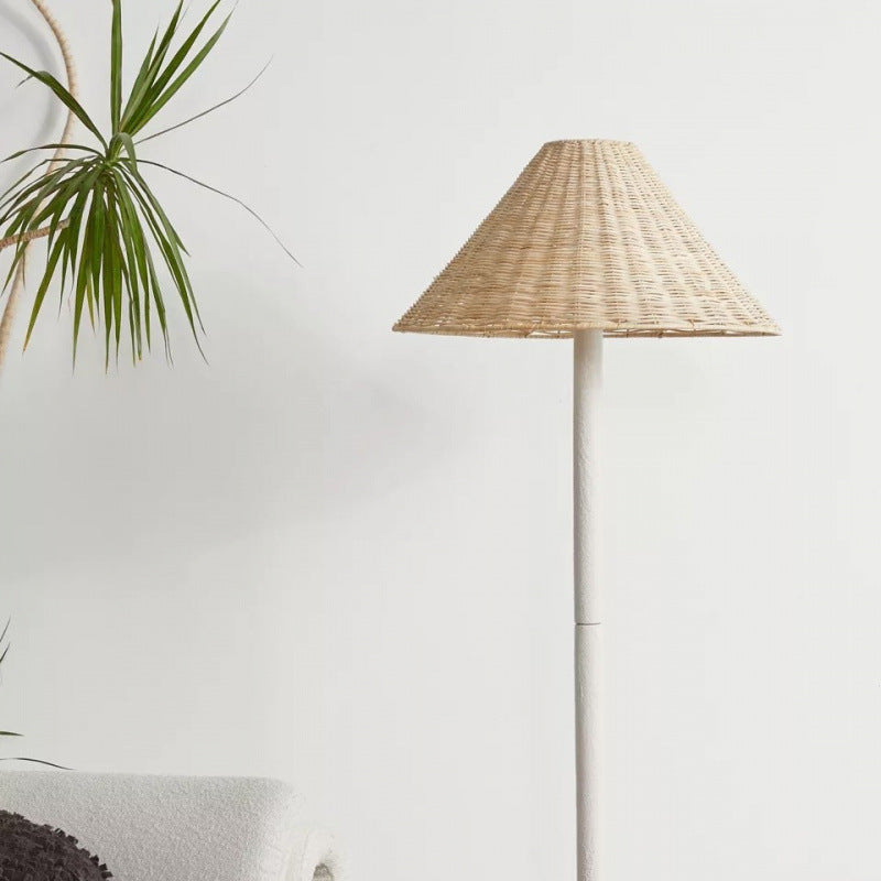Contemporary natural fiber floor lamp