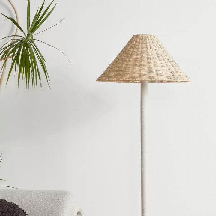 Contemporary natural fiber floor lamp