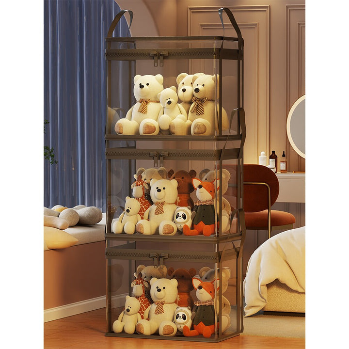 Transparent Zippered Foldable Storage Box with Reinforced Carry Handles