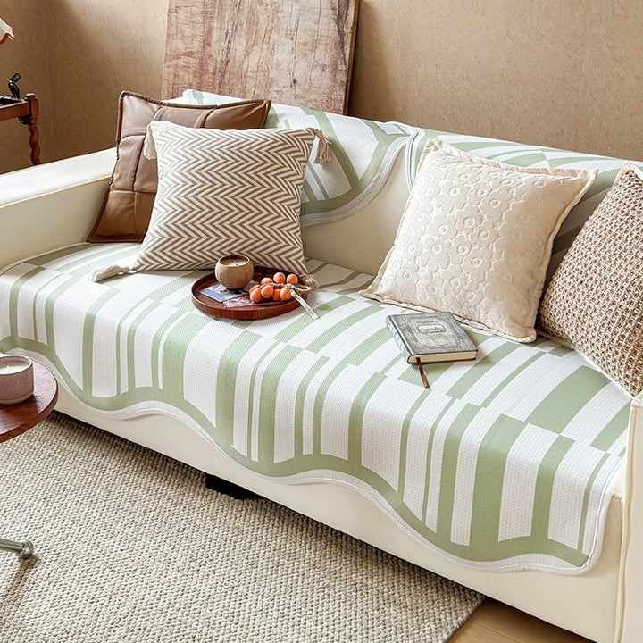 Elegant Striped Sofa Throw Cover