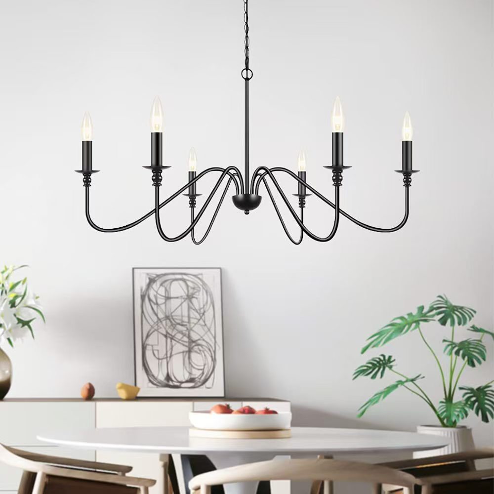 More modern industrial multi-armed minimalist candle holder chandelier pendant light