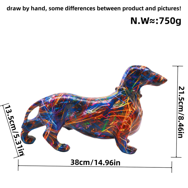 Colorful decorative figure of a dachshund in graffiti style