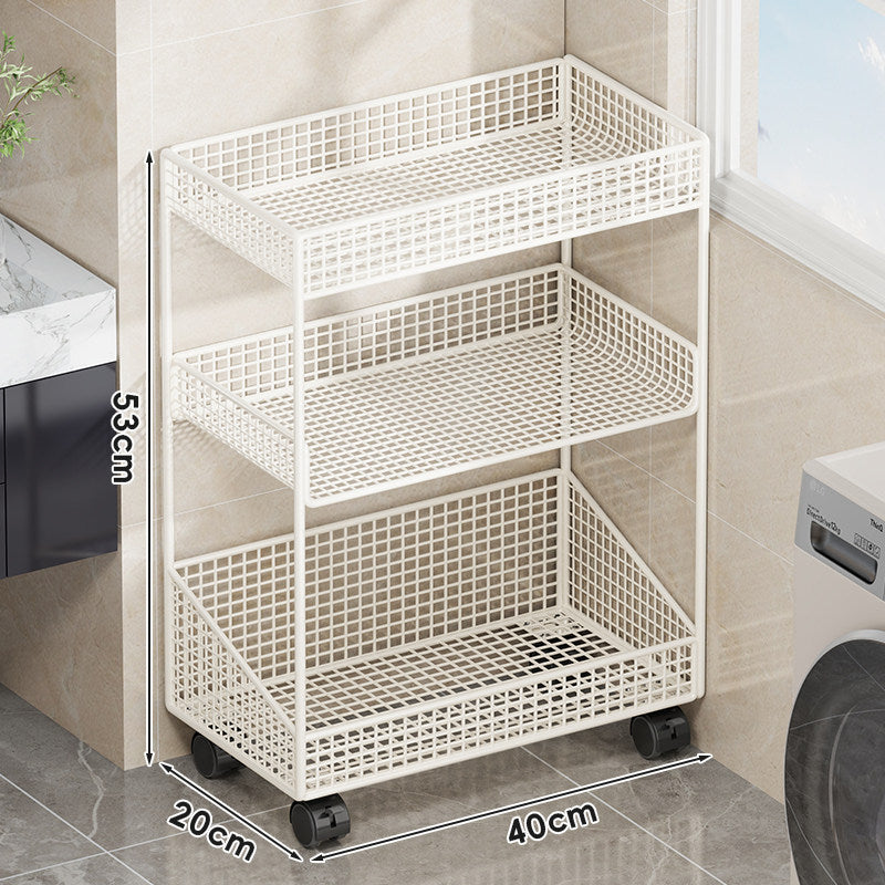 Compact Tiered Metal Mesh Storage Shelf Organizer for Bathroom and Laundry