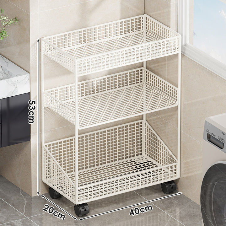 Compact Tiered Metal Mesh Storage Shelf Organizer for Bathroom and Laundry
