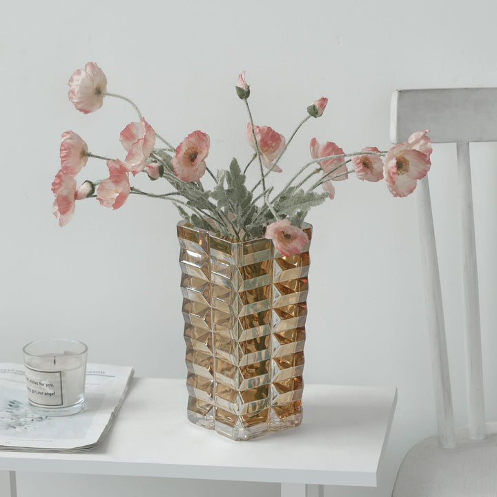 Geometric Textured Glass Vase