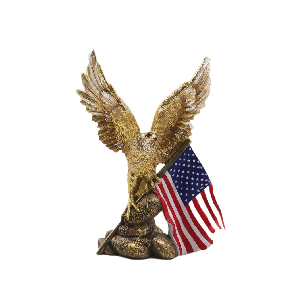 Elegant garden figure with eagle on tree trunk