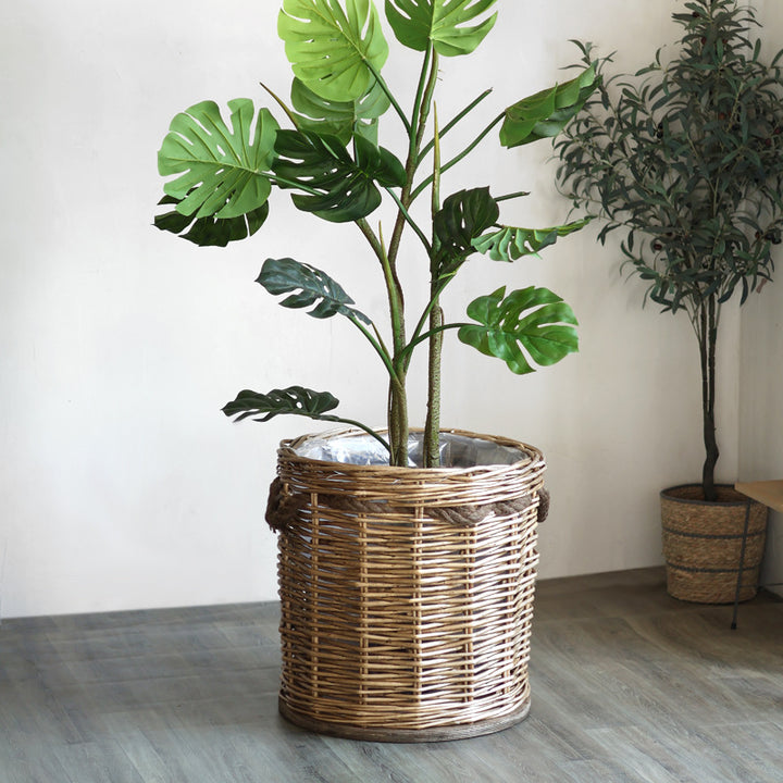 Handcrafted laundry basket with weaving