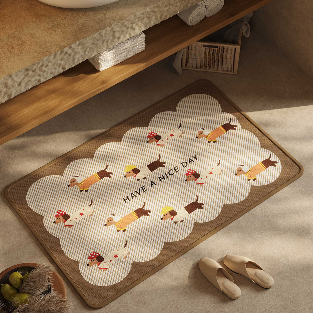 Playful Dog-Themed Bath Rug