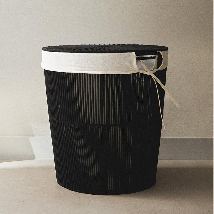 Stylish laundry basket with decorative cover