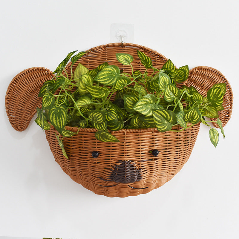 Decorative Dog-Shaped Woven Storage Basket