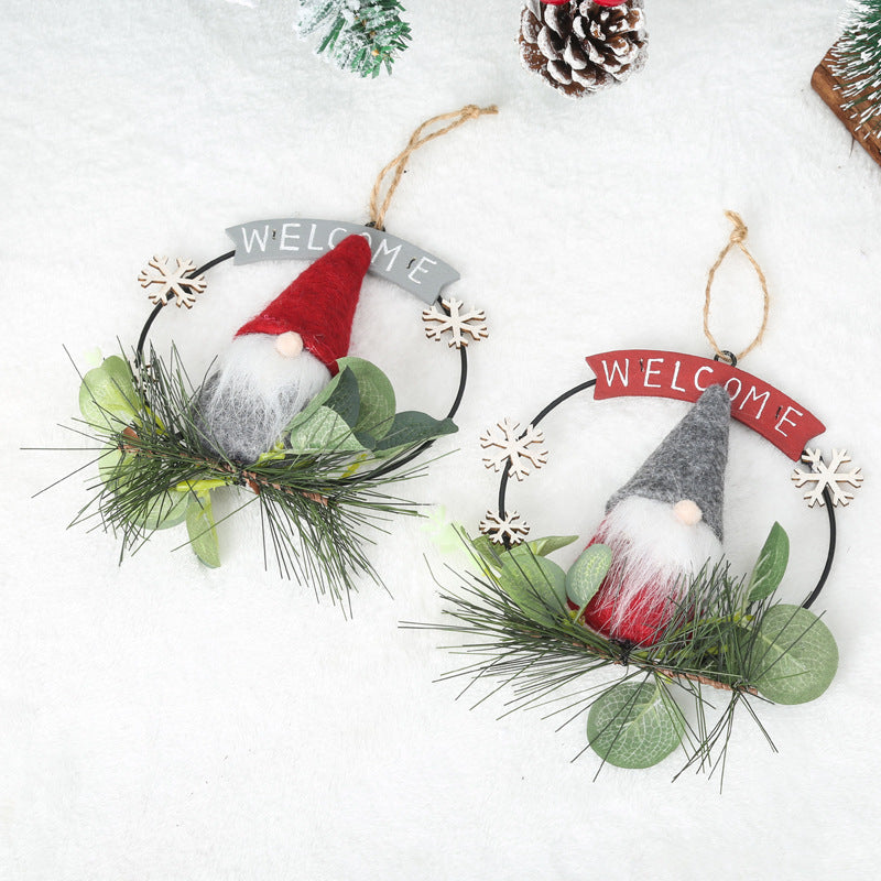 Decorative Christmas wreath with gnome motif