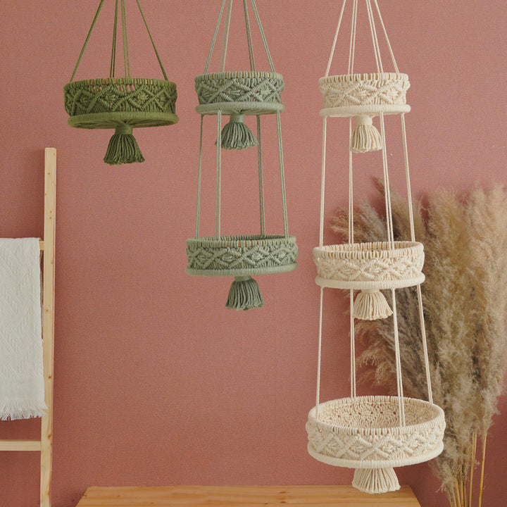 Multi-Tiered Macrame Hanging Storage