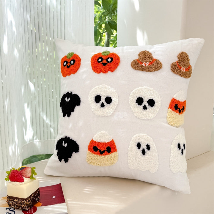 Playful Pumpkin-Themed Throw Pillow