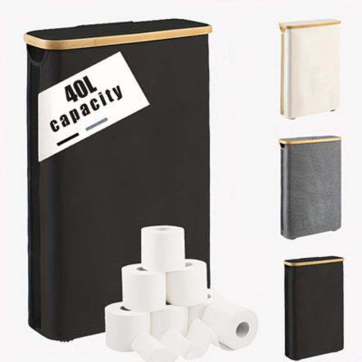 Multifunctional laundry storage box with bamboo lid