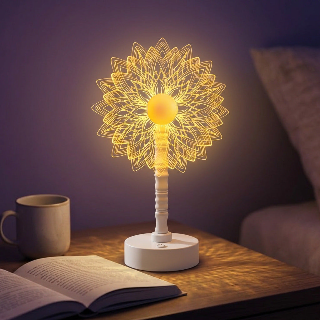 Mandala LED three-dimensional illusion night light table lamp with acrylic flower panel
