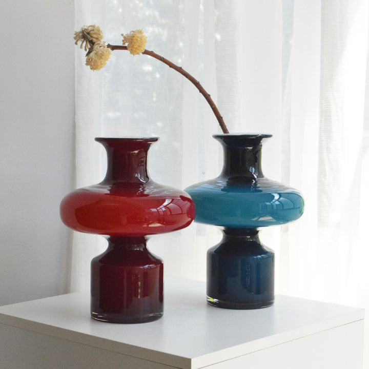 Sculptural Double-Gourd Blown Glass Tabletop Vase