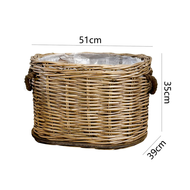 Rustic laundry basket with decorative handles