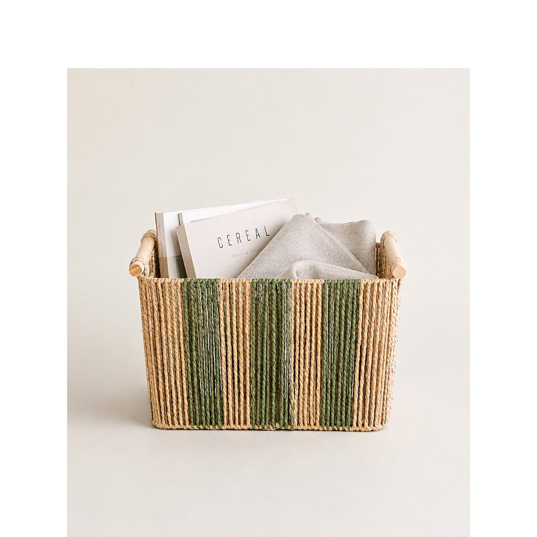 Elegant storage basket with sturdy handles